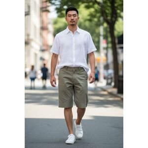J.Crew Broken- In Chino Shorts Men's 34 Washed Cotton Twill  Dusty Sage Green 9"